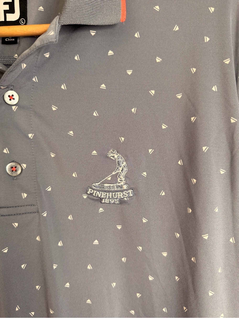 FootJoy Push Play Print Lisle Knit Collar Golf Polo Graphite/White Mens Large - Picture 5 of 9
